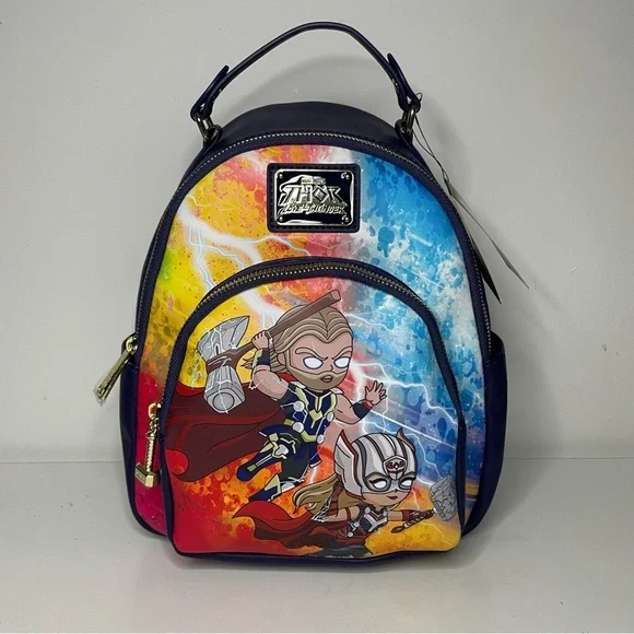 Loungefly | NEW! Marvel Thor Love and Thunder Chibi Mighty Thor Mini Backpack Amazon.com: Loungefly Marvel Thor L&T Cosplay MINI Backpack  main image 4